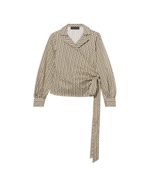 Brooks Brothers White Optical-Print Wrap Blouse