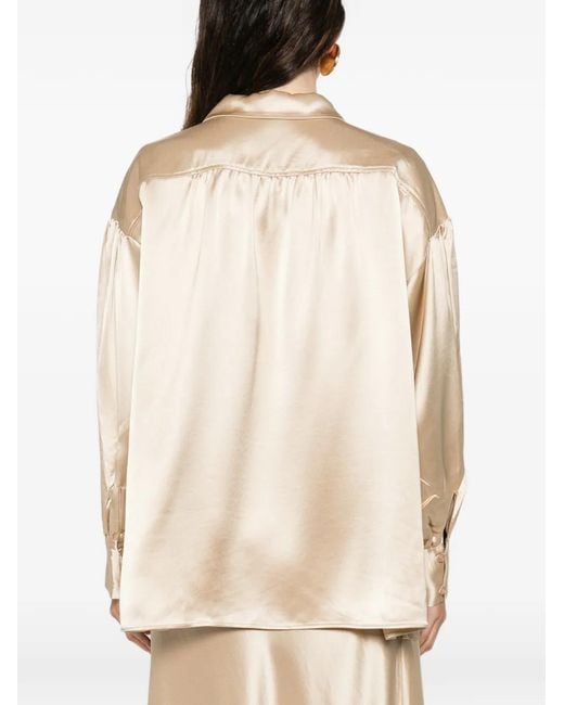 By Malene Birger Natural Long-Sleeve V-Neck Blouse