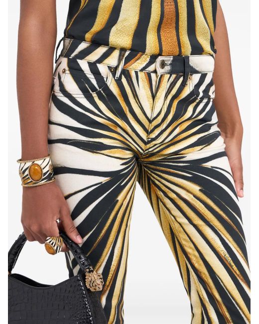 Roberto Cavalli Blue Ray Of Print Skinny Trousers