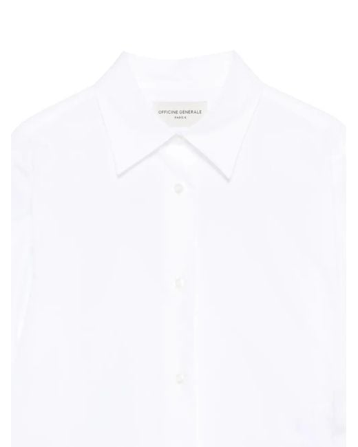 Officine Generale White Long-Sleeve Button-Up Shirt