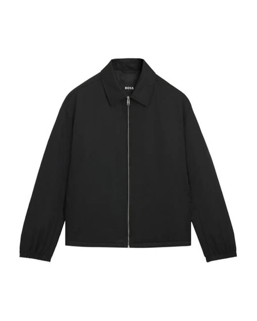 Boss Black Water-Repellent Jacket With Monogram for men
