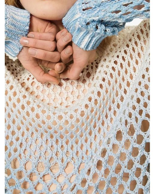 Twinset Blue X Myfo Openwork Jumper With Gradual Print