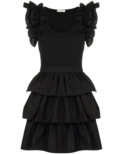 Ulla Johnson Black Ruffle-Trim T-Shirt Dress
