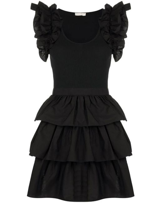 Abito Modello T-Shirt Con Ruches di Ulla Johnson in Black