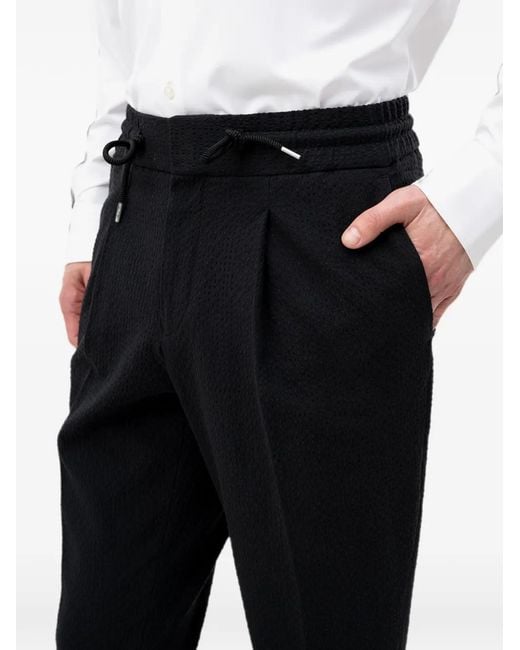 HUGO Black Drawstring Pleated Trousers for men