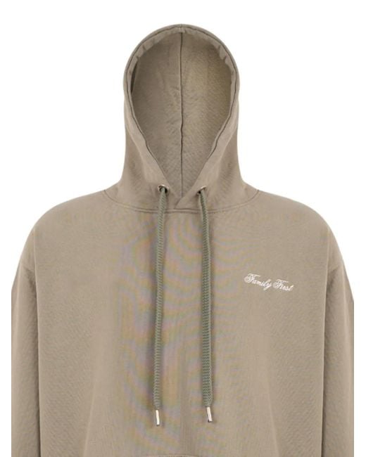 FAMILY FIRST Natural Embroidered Hoodie for men