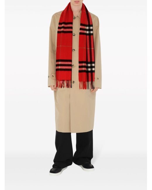 Burberry Red Check-print Cashmere Scarf