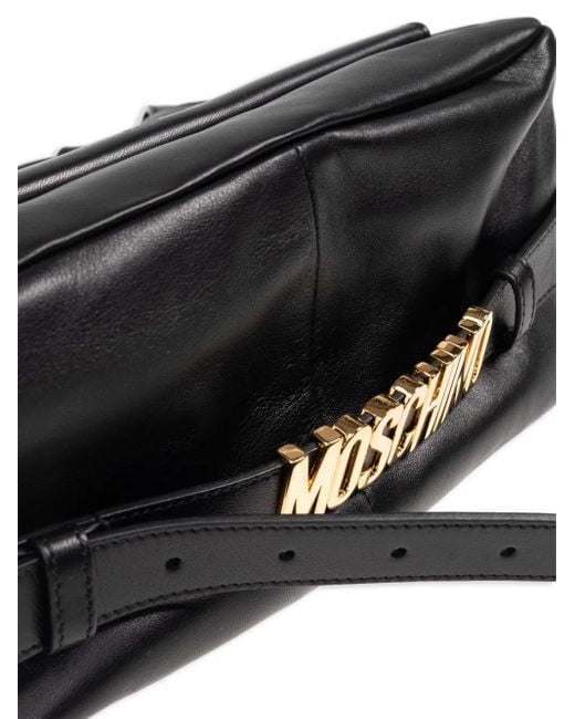 Moschino Black Handle Me Leather Tote Bag