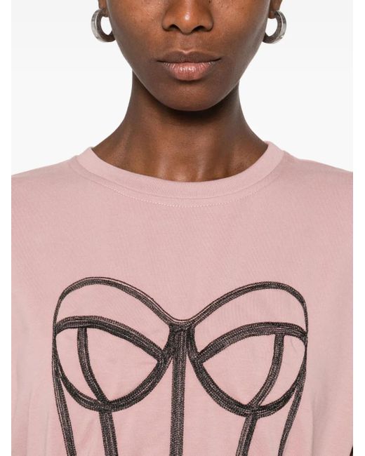 T-Shirt À Imprimé Corset Hamza en coloris Pink