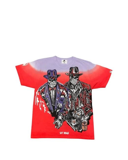 Warren Lotas Red Sit Down Graphic-Print T-Shirt for men