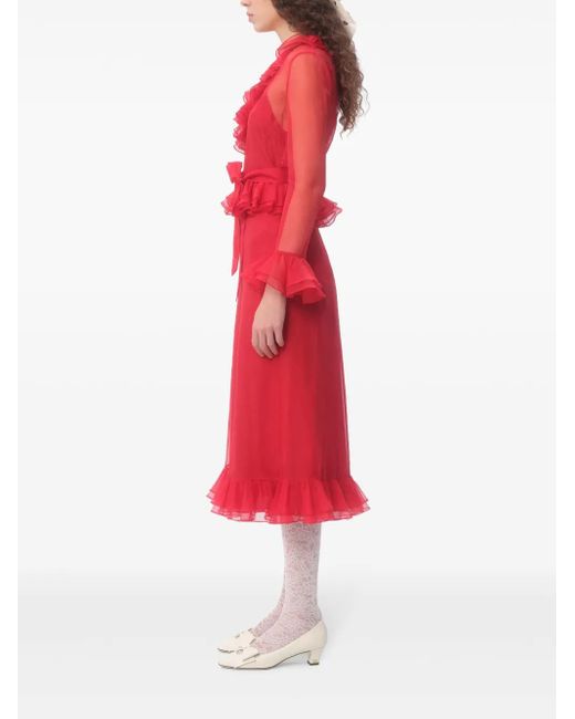 Valentino Garavani Red Organza Midi Dress