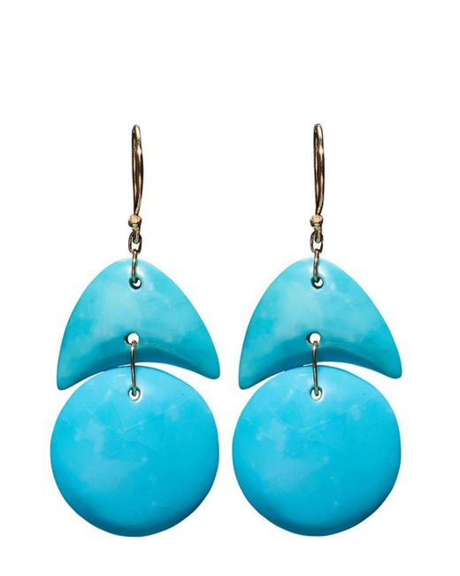 Ten Thousand Things Blue 18kt Yellow Gold Tiny Arp Turquoise Earrings