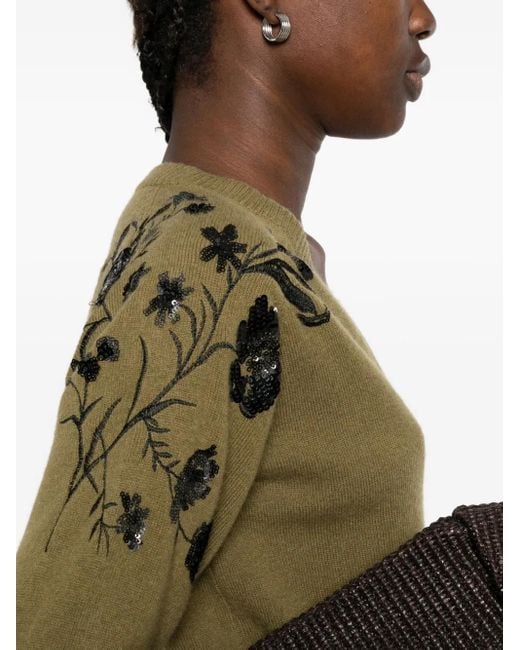 ERMANNO FIRENZE Green Sequin-Embellishment Cardigan