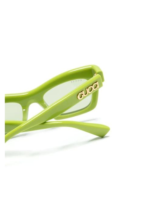 Gucci Green Rectangle-Frame Sunglasses