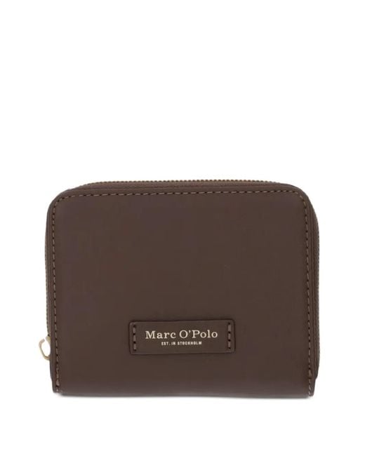 Marc O' Polo Brown Logo-Patch Zip-Around Wallet