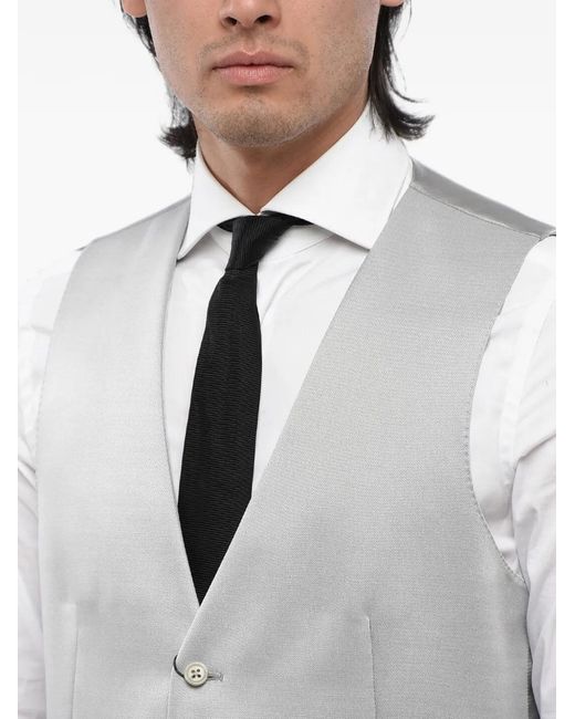 Corneliani White Single-Breasted Jetted-Pocket Waistcoat for men