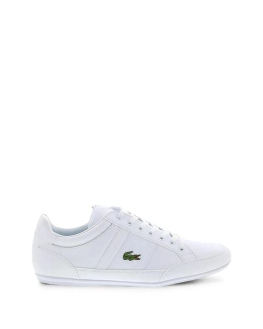 Lacoste White Chaymon Lace-Up Leather Sneakers for men