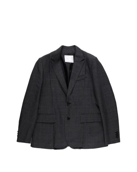 Sacai Black Checked Blazer for men