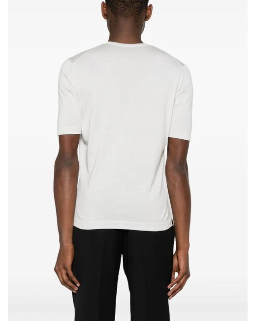 Dell'Oglio White Fine-Knit Cotton T-Shirt for men