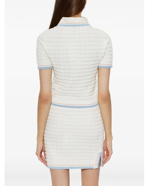 Casablanca White Frotte-Knit Polo Shirt