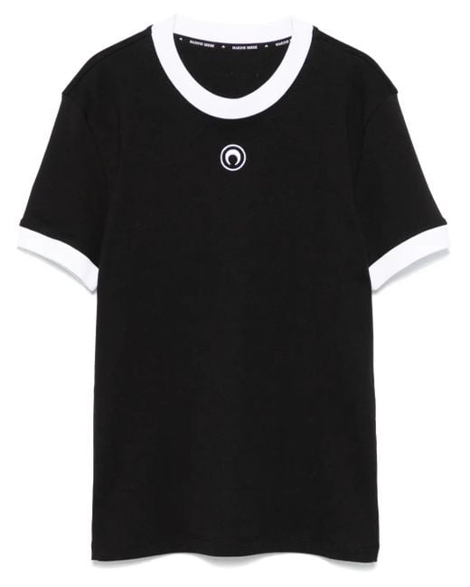 MARINE SERRE Black Crescent Moon-Embroidered T-Shirt for men