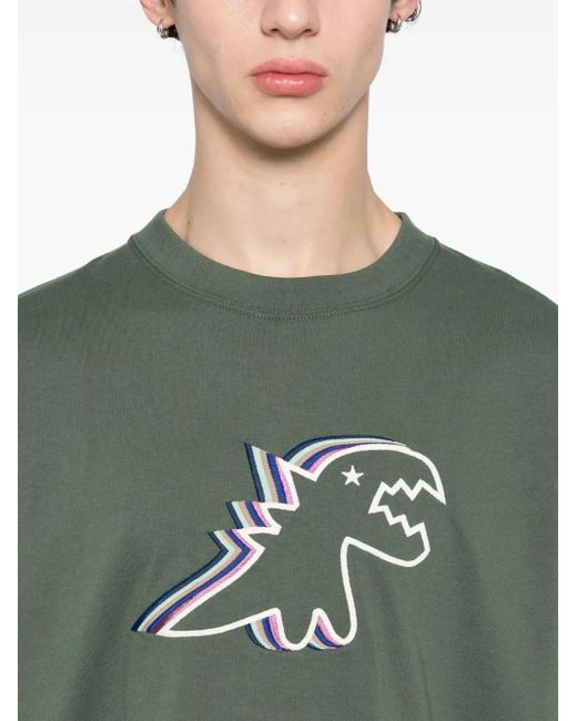 SPORT b. by agnès b. Green Dino-Embroidered T-Shirt for men