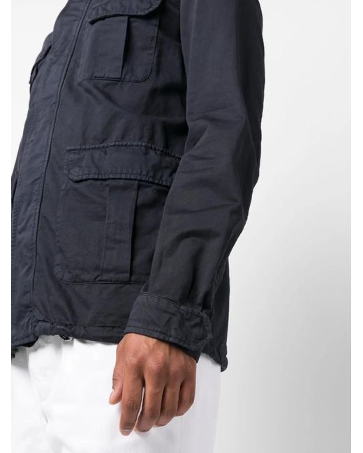 Herno Blue Cotton-Linen Blend Military Jacket for men