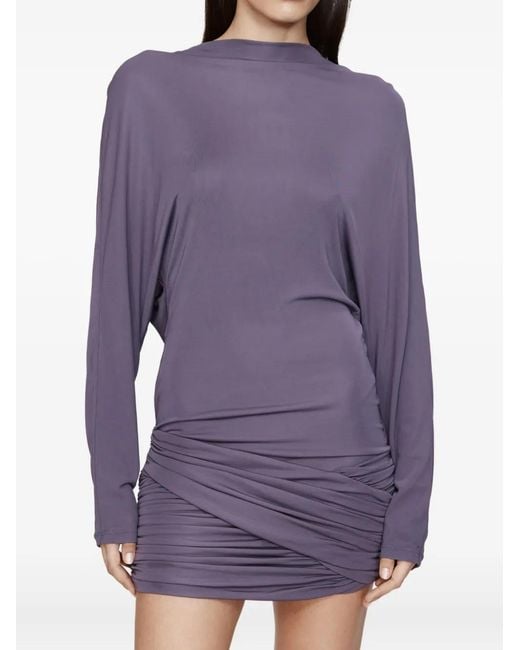 Christopher Esber Purple Luna Draped Jersey Mini Dress