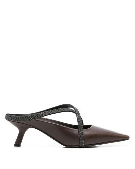 Brunello Cucinelli Brown Square Pointed Sandals