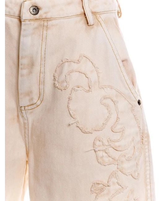 Agua Bendita White Fallon Floral-Embroidered Trousers
