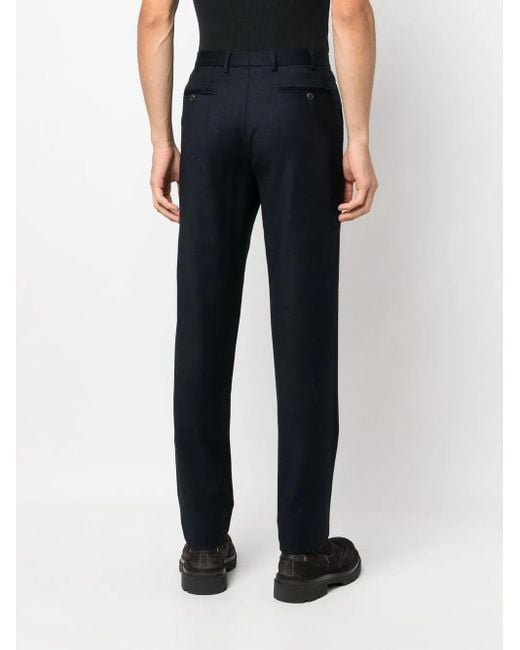 Canali Blue Tailored Wool Trousers for men