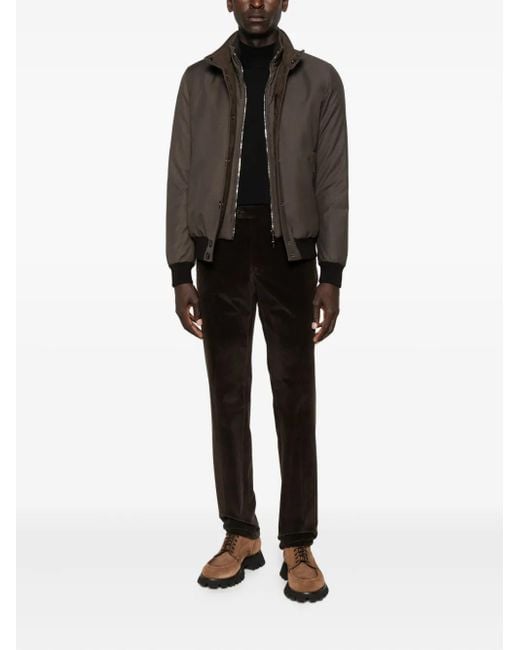 Moorer Brown Button-Fastening Ribbed-Hem Jacket for men