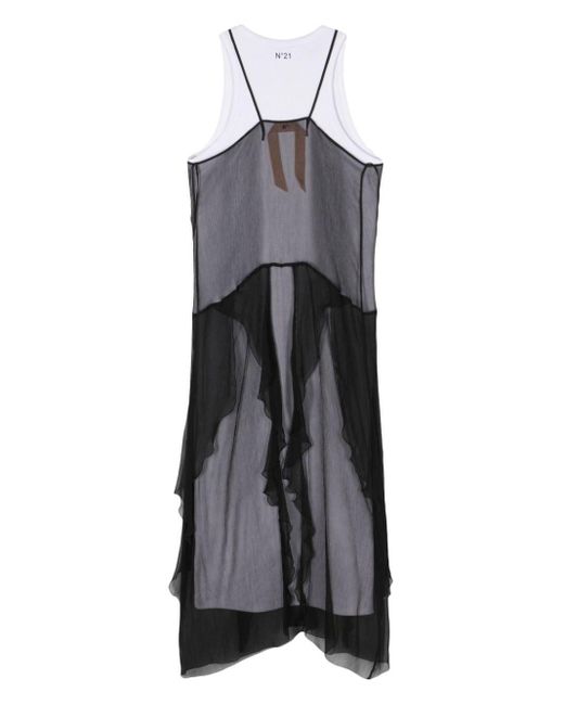 N°21 Black Layered Silk Midi Dress