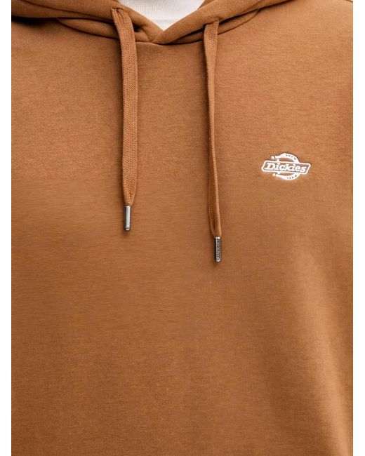Dickies Brown Logo-Embroidery Hoodie for men