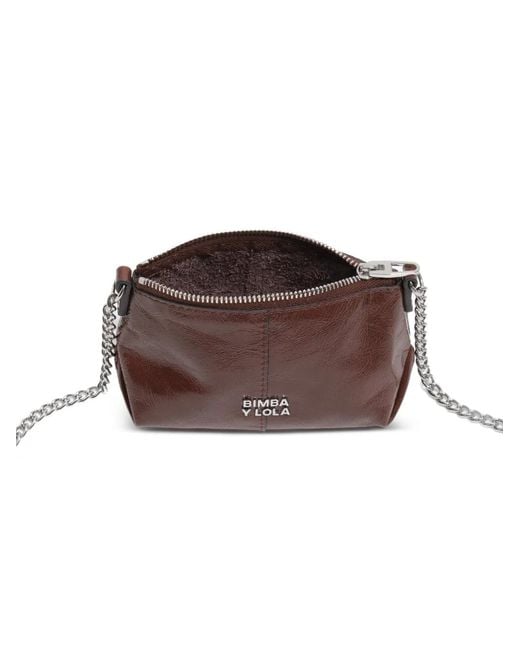 Bimba Y Lola Brown Chain Leather Satchel