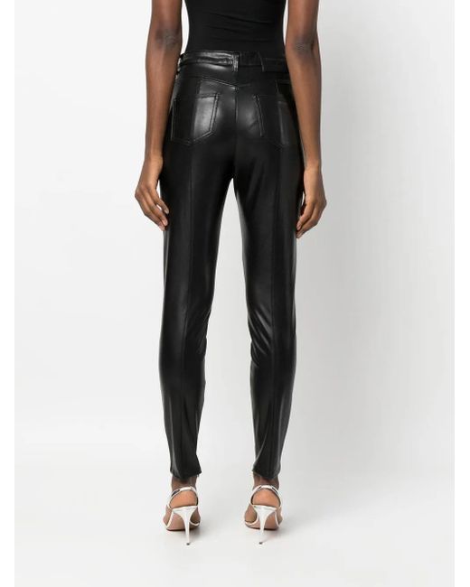 Ermanno Scervino Black Slim-Fit Pants With Leather-Like Finish