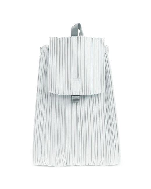 Pleats Please Issey Miyake White Pleated Backpack