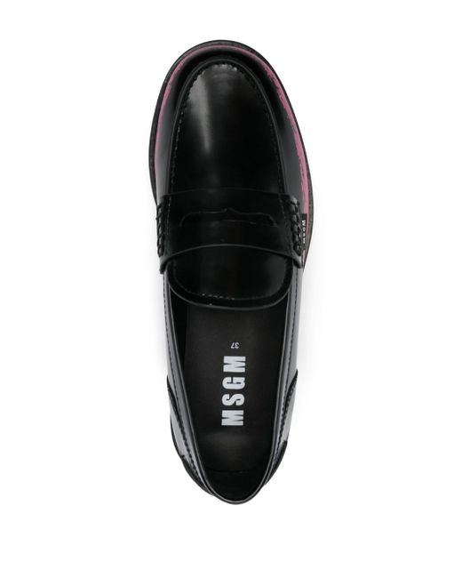 MSGM Black Penny-slot Leather Loafers