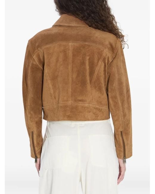 Arma Brown Pointed-Collar Flap-Pocket Suede Jacket