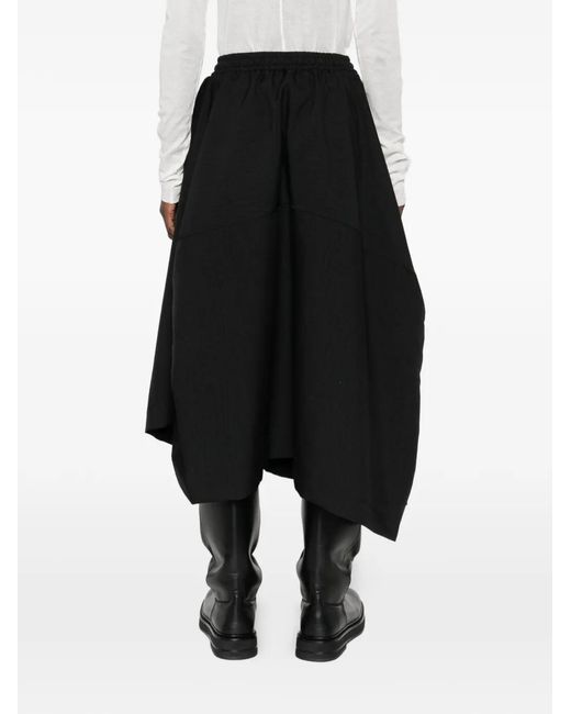 Y-3 Black Asymmetric-Hem Midi Skirt