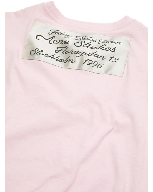 Acne Pink Gathered Logo T-Shirt