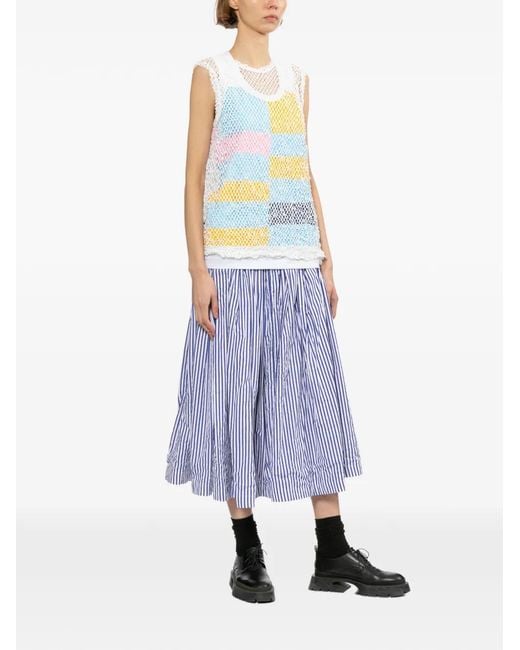 Comme des Garçons White Patchwork-Pattern Top