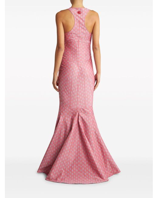 Etro Pink Patterned-jacquard Cotton Gown