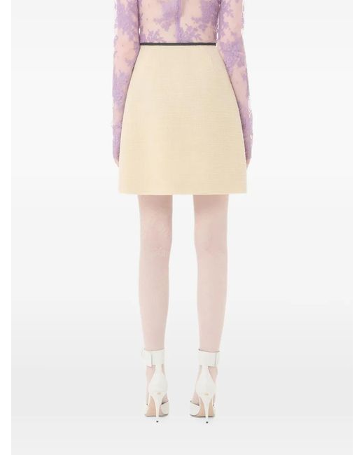 Valentino Garavani Natural Plain Wool Tweed Short Skirt