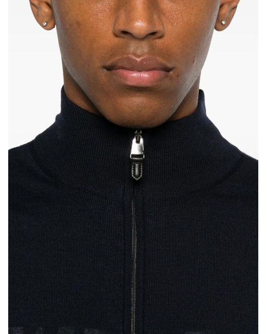 Canali Blue Zip Cardigan for men