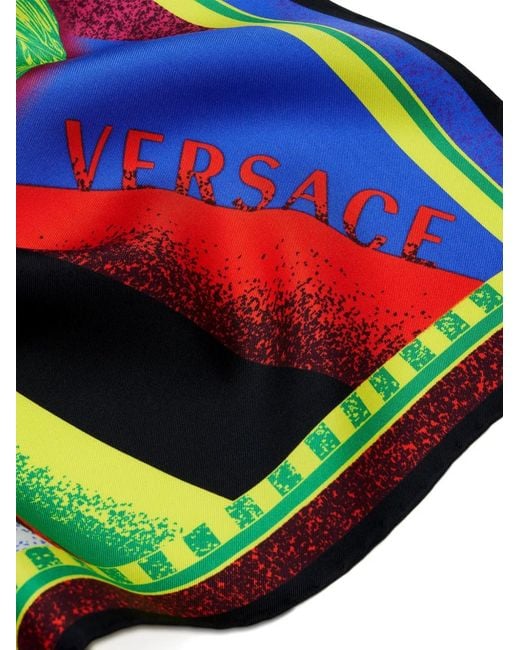 Versace White Printed Silk Twill Scarf 55 Cm