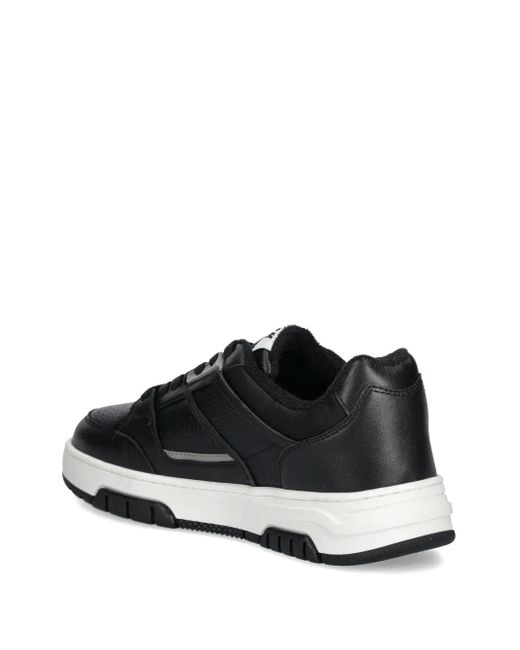 MSGM Black Panelled Leather Sneakers for men