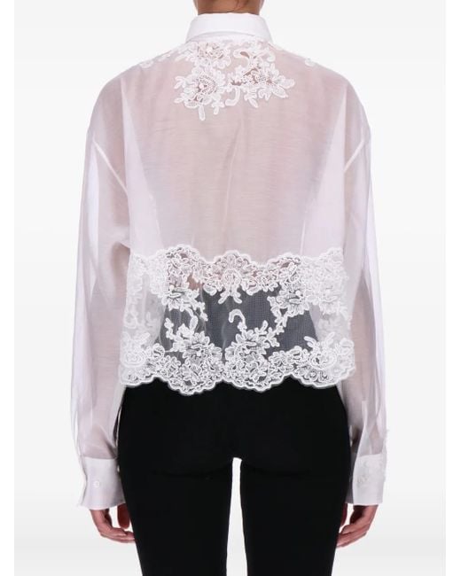 Ermanno Scervino White Lace-Embellished Shirt
