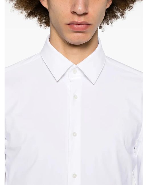 Boss White Pointed-Collar Long-Sleeve Shirt for men