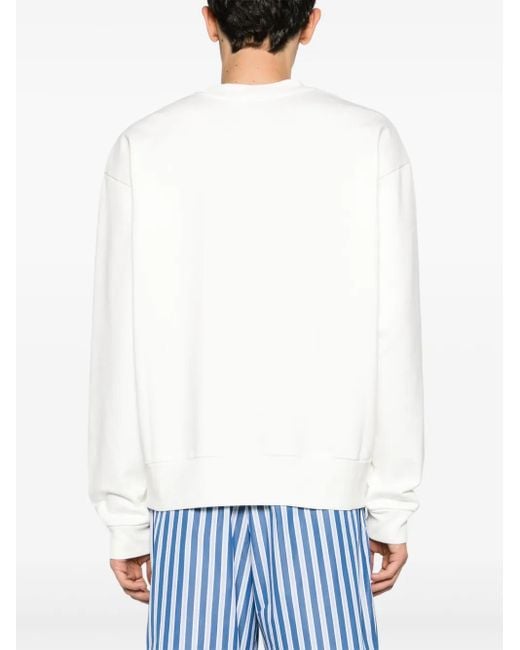 Marni White Logo-Print Cotton Sweatshirt for men